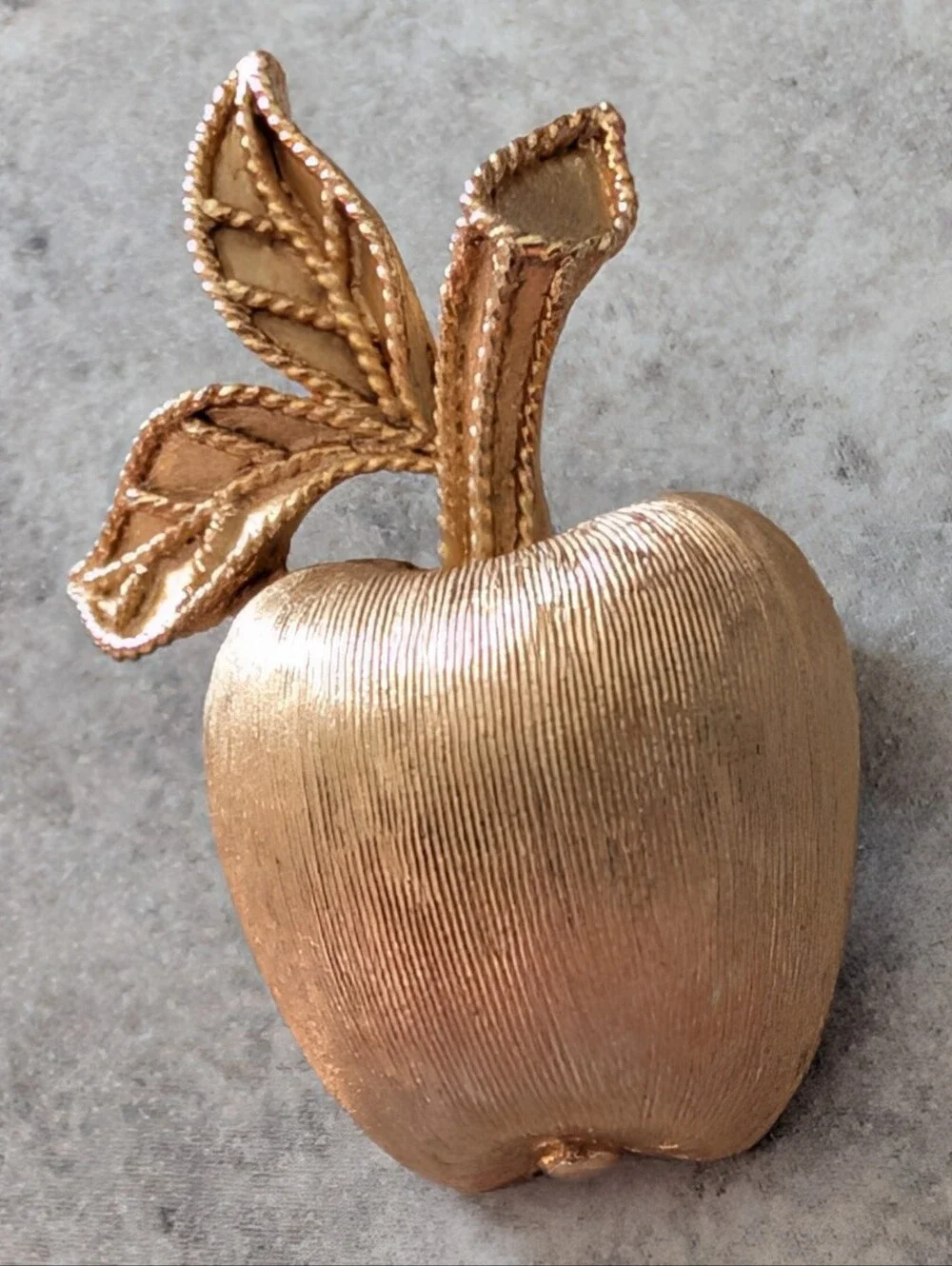 Vintage Avon Miniature Gold-Tone Textured Apple Brooch